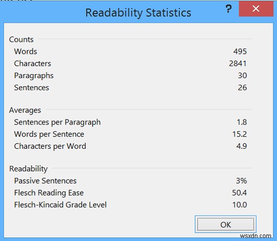 Tính năng Thống kê Đọc hiểu trong Microsoft Word
