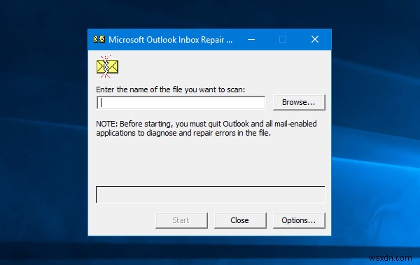 Không thể khởi động Microsoft Outlook, Tham số dòng lệnh không hợp lệ
