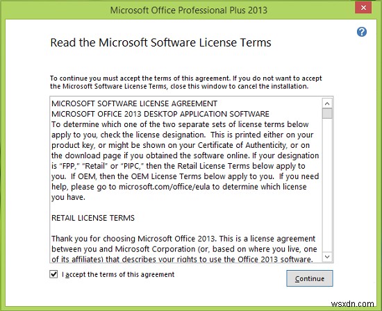 Văn bản EULA của Office mở mỗi khi mở chương trình Office bất kỳ