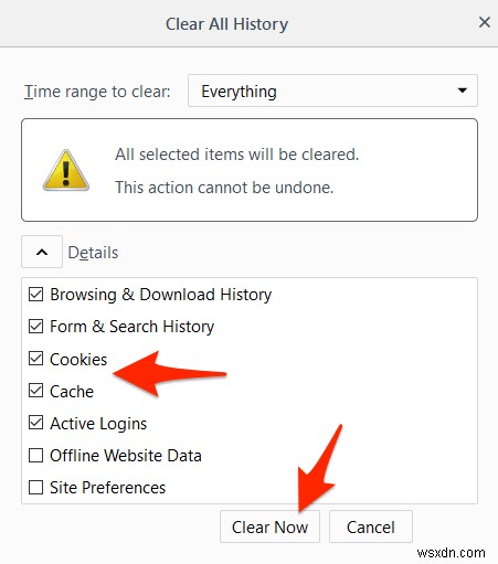 Cách xóa bộ nhớ đệm, lịch sử và cookie trên Firefox