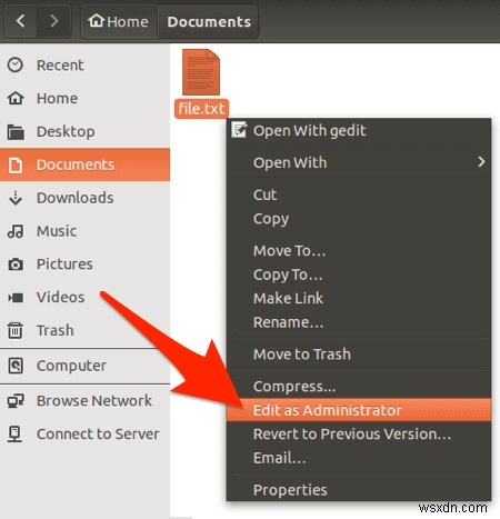 Cách thêm Chỉnh sửa với quyền quản trị vào menu chuột phải Ubuntu