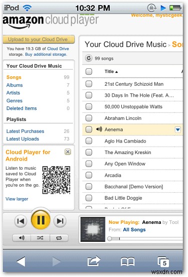 Cách nghe MP3 trên iPhone qua Amazon Cloud Player
