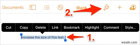 Cách tăng cỡ chữ trong Pages cho iPad