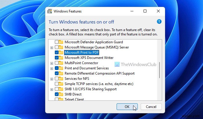 Khắc phục lỗi thiếu tùy chọn Print to PDF trong Windows 11/10