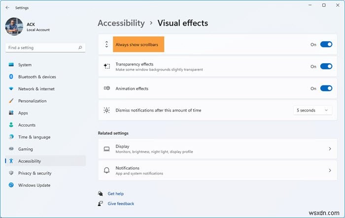 Cách làm cho thanh cuộn (Scrollbars) luôn hiển thị trong Windows 11/10