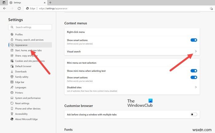 Cách bật/tắt Visual Search (Tìm kiếm hình ảnh) trên Microsoft Edge
