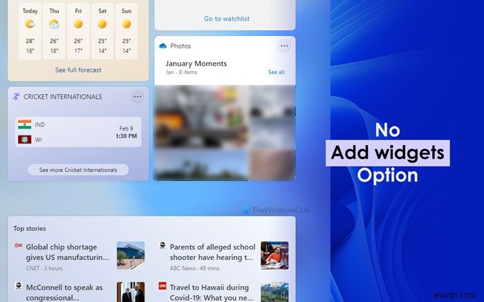 Khắc phục không thể thêm/xóa Widgets trên Windows 11