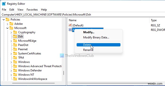 Khắc phục không thể thêm/xóa Widgets trên Windows 11
