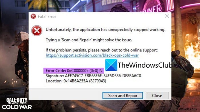 Khắc phục Error Code 0xC0000005 (0x0) N trong COD Black Ops Cold War