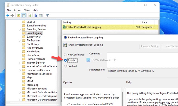 Cách bật hoặc tắt Ghi nhật ký sự kiện được bảo vệ trong Windows 11/10