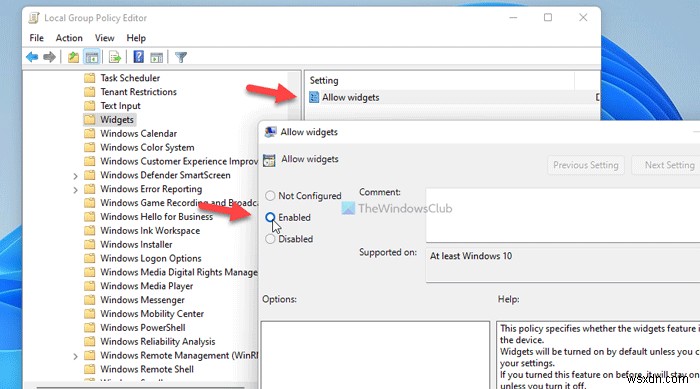 Khắc phục bảng điều khiển Widgets Windows 11 không hoạt động
