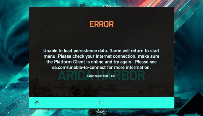 Khắc phục lỗi Battlefield 2042 mã 4C hoặc 13C, Không thể tải dữ liệu persistence