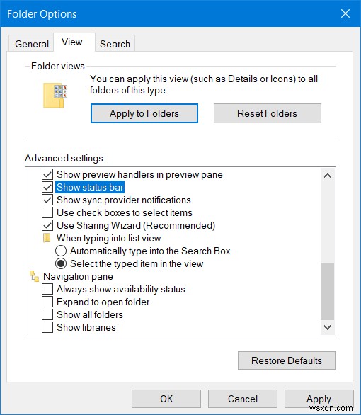 Cách bật/tắt Thanh trạng thái (Status Bar) trong File Explorer trên Windows 11/10