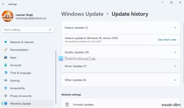 Cài đặt Windows Update trong Windows 11
