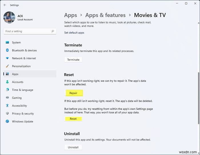 Khắc phục lỗi Movies & TV Error Code 0x800700ea trên Windows 11/10
