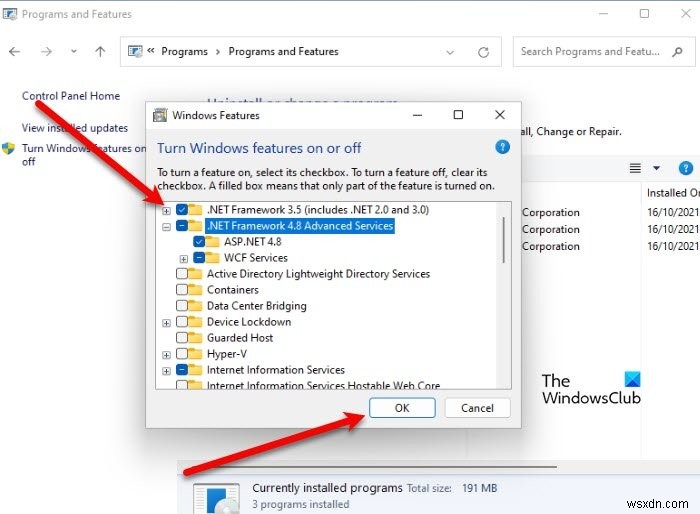 Cách bật .NET Framework 2.0 và 3.5 trên Windows 11