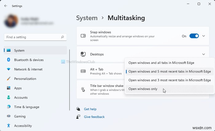 Cài đặt Đa nhiệm (Multitasking) tốt nhất nên bật trên Windows 11