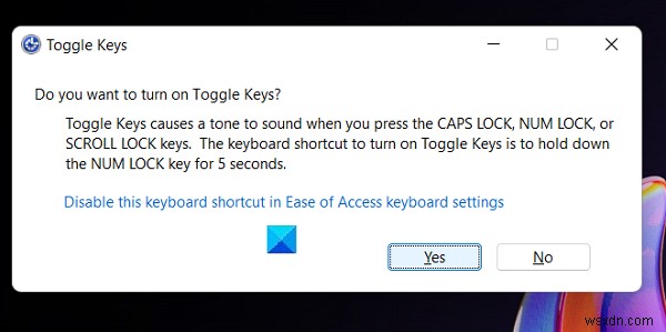 Cách tắt âm thanh phím Toggle Keys trong Windows 11
