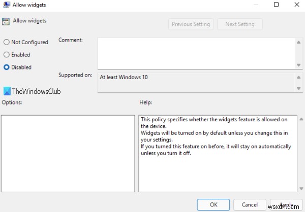 Cách tắt Widgets trong Windows 11 dùng Registry hoặc Group Policy Editor