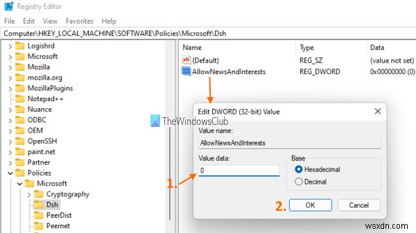 Cách tắt Widgets trong Windows 11 dùng Registry hoặc Group Policy Editor