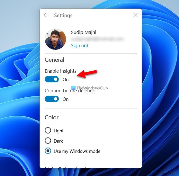 Cách bật hoặc tắt tính năng Insights trong Windows 11/10
