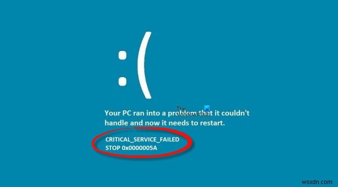 Khắc phục màn hình xanh CRITICAL SERVICE FAILED (0x0000005A) trên Windows 11/10