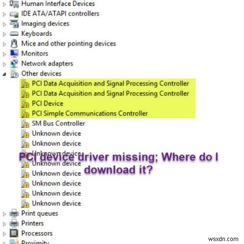 Thiếu driver thiết bị PCI; Tải driver ở đâu?