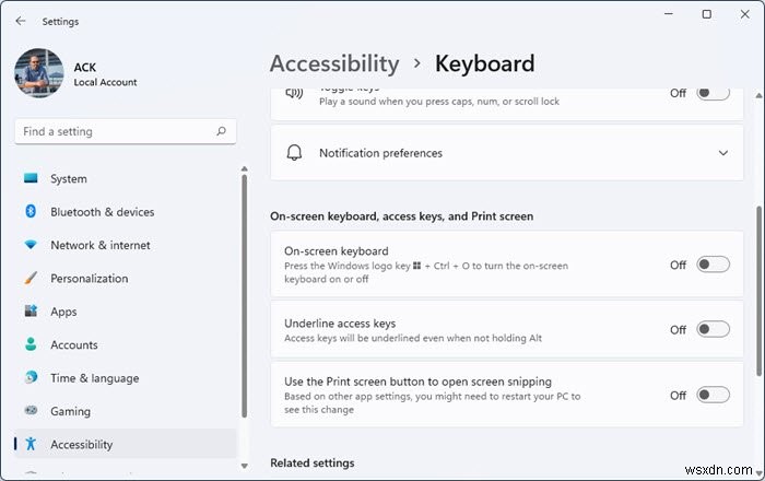 Bàn phím trên màn hình (On-Screen keyboard) xuất hiện khi đăng nhập hoặc khởi động Windows 11/10