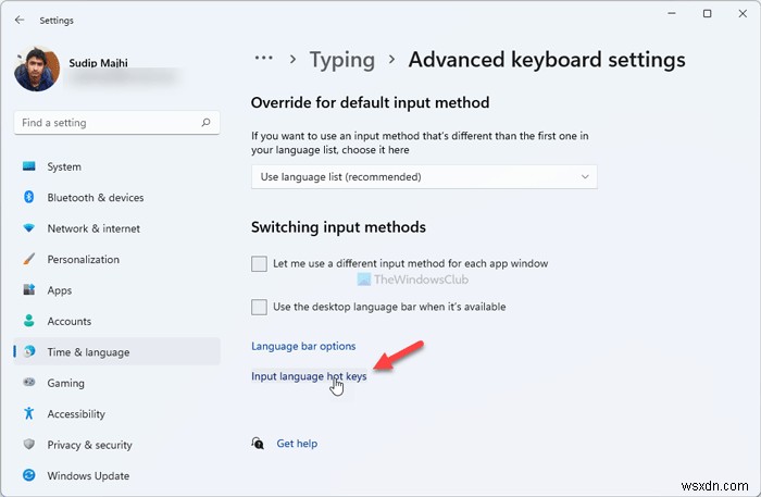 Cách thay đổi Key Sequence để chuyển ngôn ngữ nhập trên Windows 11