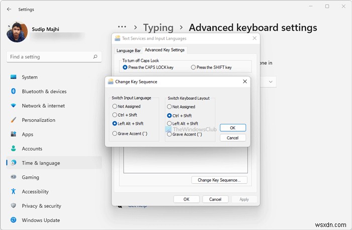 Cách thay đổi Key Sequence để chuyển ngôn ngữ nhập trên Windows 11