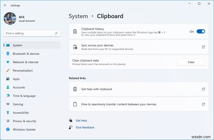 Cách sử dụng tính năng Lịch sử Clipboard đám mây (Cloud Clipboard) trong Windows 11/10