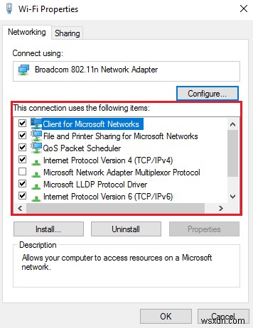 Có thể có vấn đề với driver Ethernet/Wi-Fi adapter