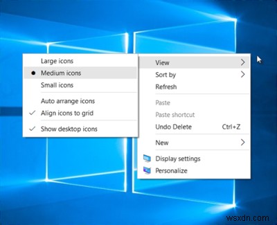 Cách thay đổi kích thước và chế độ xem biểu tượng màn hìnhDesktop Windows 11/10