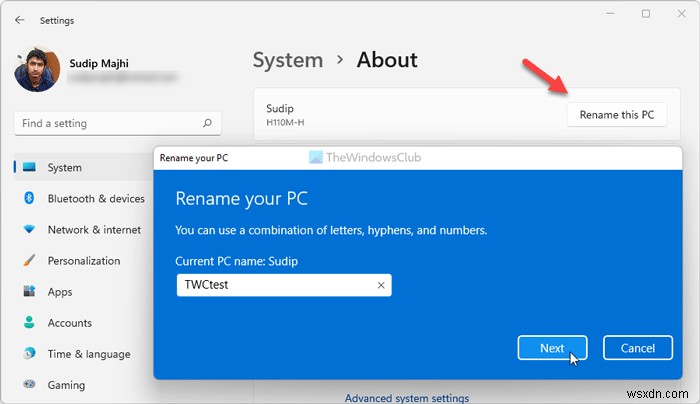 Cách đổi tên máy tính (PC) trên Windows 11