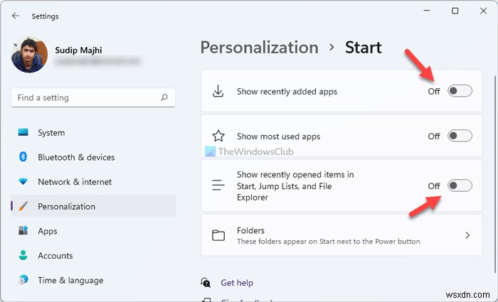 Cách hiển thị hoặc ẩn danh sách Recommended (Đề xuất) trong Menu Bắt đầu trên Windows 11