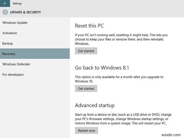 Cách quay lại (Roll back) từ Windows 11 về Windows 10