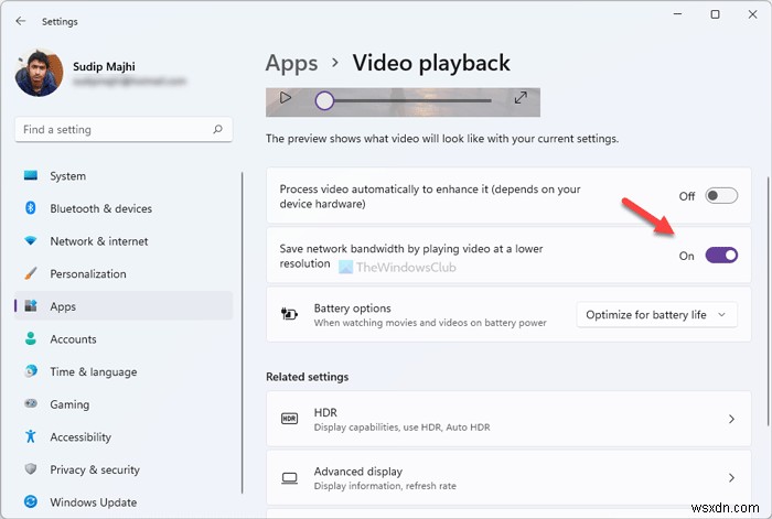 Cách tiết kiệm băng thông mạng bằng cách phát video độ phân giải thấp hơn trên Windows 11