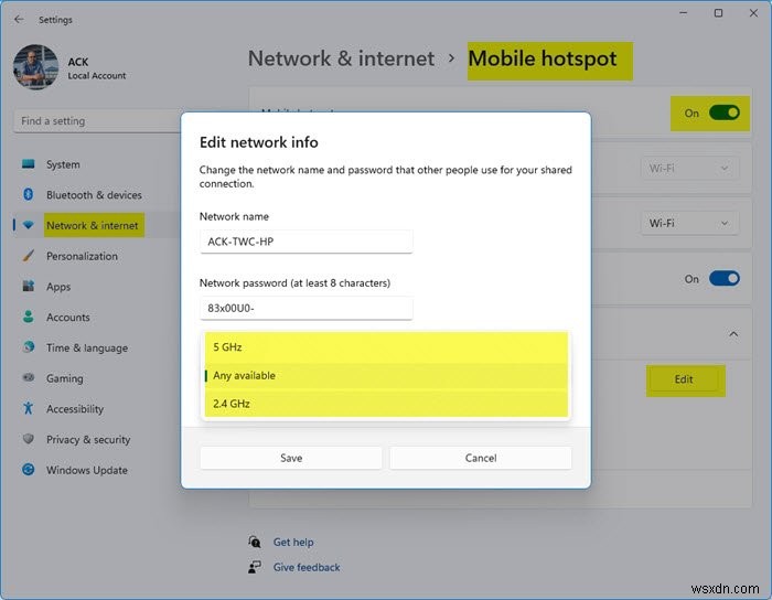 Điểm truy cập di động (Mobile Hotspot) không hiển thị hoặc không được phát hiện trên laptop