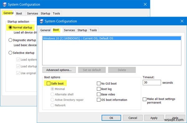 Máy tính bị kẹt và không thoát được Safe Mode trong Windows 11/10