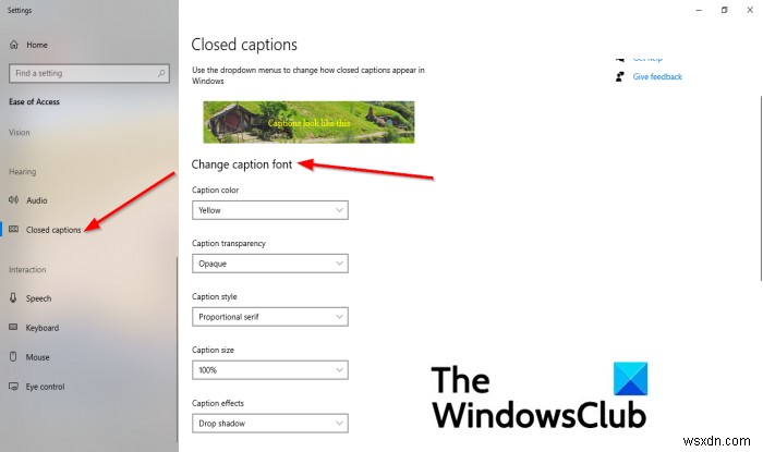 Cách thay đổi cài đặt Closed Caption (Phụ đề kín) trong Windows 11/10