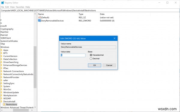 Cách ngăn cài đặt Thiết bị có thể tháo rời (Removable Devices) trên Windows 11/10