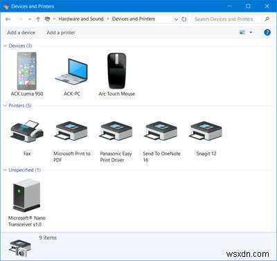 Biểu tượng máy in không hiển thị trong Devices and Printers trên Windows 11/10