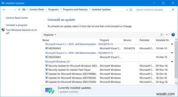 Cách xem lịch sử Windows Update trong Windows 11/10