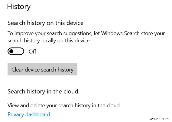 Cách xóa hoặc tắt lịch sử tìm kiếm hộp Tìm kiếm Thanh tác vụ Windows 10