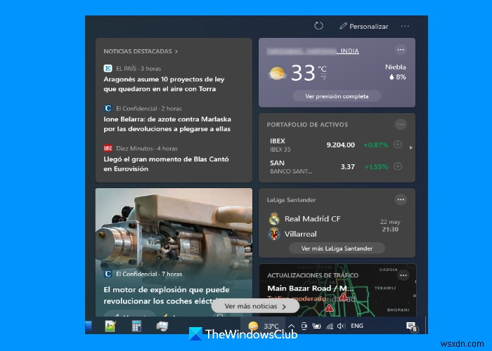 Cách thay đổi ngôn ngữ Nguồn tin News and Interests trên Taskbar trong Windows 11/10