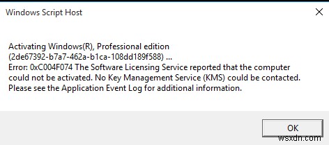 Lỗi kích hoạt Windows mã 0xC004F078