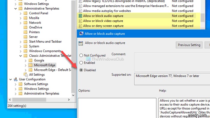 Cách bật/tắt quyền Audio, Video, và Screen Capture (Quay màn hình) trong Edge