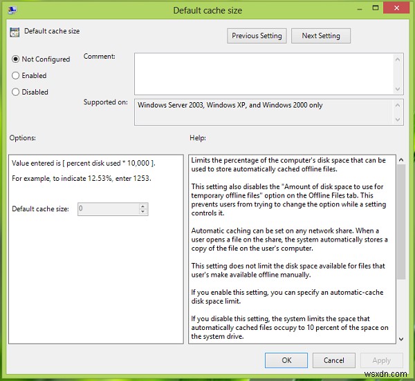 Cấu hình dung lượng ổ đĩa cho File ngoại tuyến (Offline Files) trên Windows 11/10