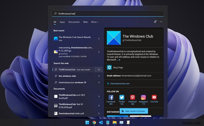Cách tắt kết quả tìm kiếm Bing trong Menu Start Windows 11/10