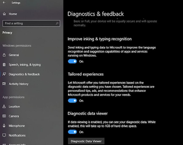 Cách tắt thu thập dữ liệu Inking và Typing (viết bằng bút & gõ phím) trong Windows 11/10